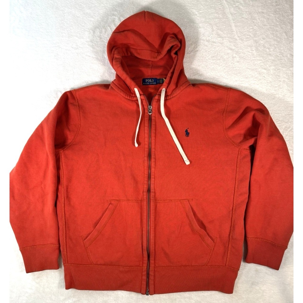 Polo Ralph Lauren Hoodie Large Full Zip Up Waffle Thermal Sweatshirt Casual